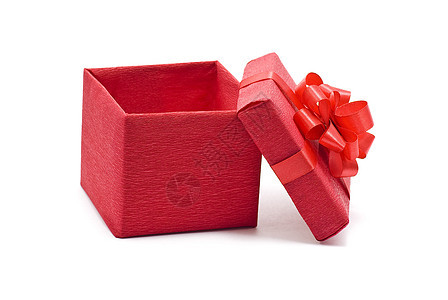 用弓打开红礼箱丝带展示盒子生日红色礼物惊喜念日图片