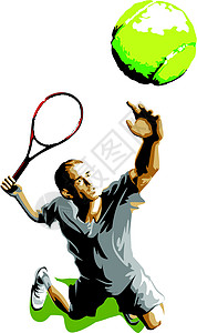 网球玩家Silhouette服务球图片