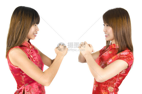 2个中国新年女孩图片