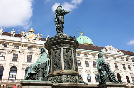 奥地利维也纳Hofburg宫庭院历史建筑学首都游客吸引力雕塑旅行历史性雕像正方形图片