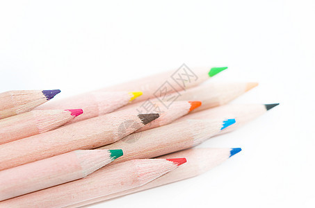 彩色铅笔白色绿色教育艺术学校绘画蜡笔棕色紫色黄色图片