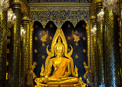 寺 彭世洛  泰国  G寺庙祷告吸引力旅行雕塑历史金子圣雄宗教雕像图片