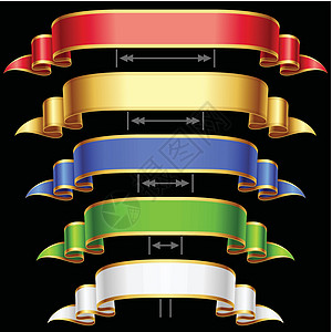 可调节长度的色带套装 矢量红色 金色 蓝色 绿色和白色框架隔离在背景上元素庆典手臂菜单设计海浪标语彩色横幅磁带图片