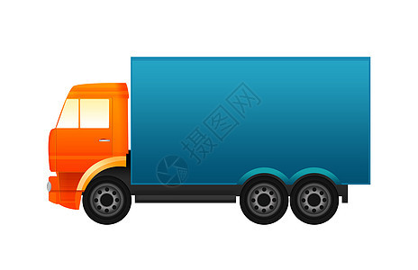 色彩多彩的卡车货物车辆公共汽车蓝色卡通片插图速度盒子服务送货图片
