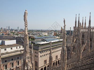 意大利米兰中心城市天际建筑全景景观纪念碑建筑学大教堂地标图片