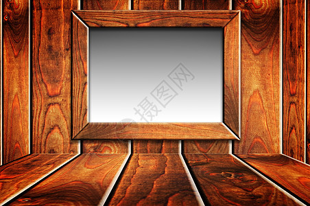 带空白窗子的木制房间棕色木头黑色地面图片