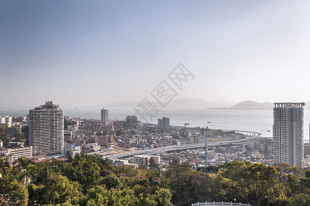 夏门天际全景海岸线天空房屋蓝色远景景观海岸海洋图片