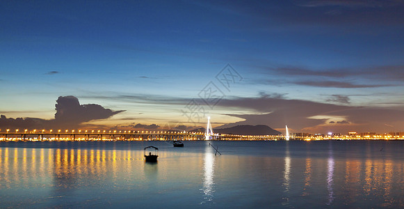 沿海日落桥背景图片