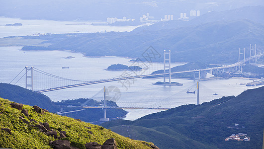 香港桥地标旅行天际城市海岸商业游客反射天空运输图片