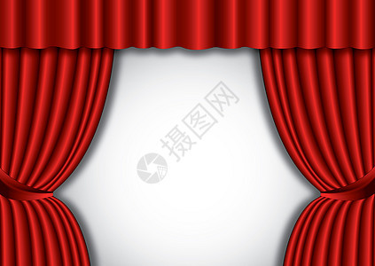 红戏院丝绸幕幕背景与波浪织物奢华娱乐电影墙纸观众派对入口剧院材料图片