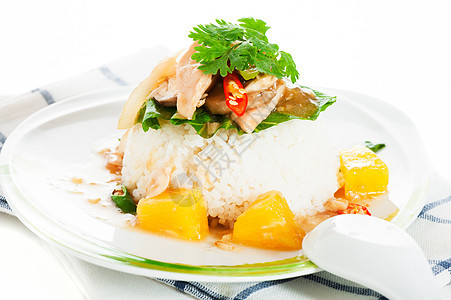 亚洲食品萝卜营养橙子猪肉油炸美味时间筷子午餐美食图片