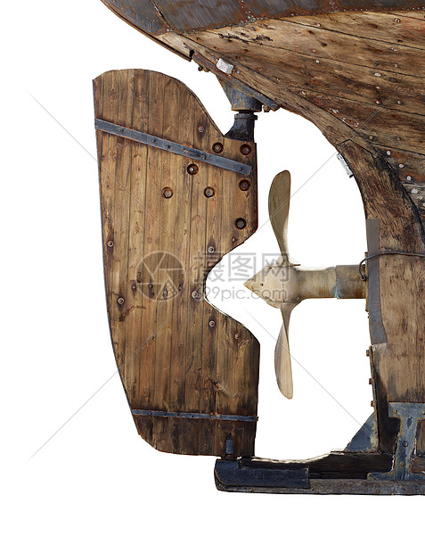旧船血管龙骨螺旋桨木头航海垃圾图片