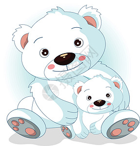 母北极熊与儿子婴儿母性卡通片插图母亲绘画毛皮家庭围巾快乐图片
