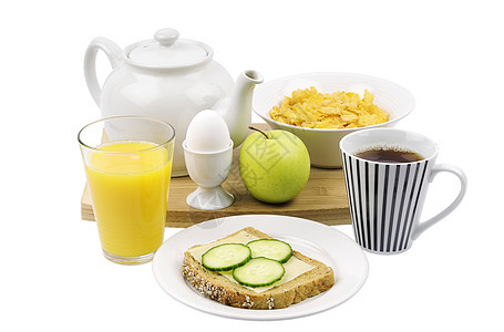 早餐黄瓜面包咖啡店果汁设备碳水薄片餐厅餐饮唤醒图片