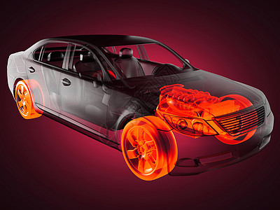 透明汽车概念运动跑车曲线运输x光车轮涡轮力量放射科射线图片