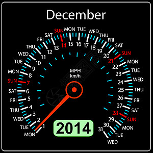 2014年日历速度计车载量为矢量 2014年12月图片