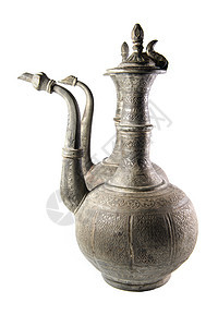 旧黄铜杯花瓶水壶人工制品雕刻黄铜手工古董材料遗物青铜图片