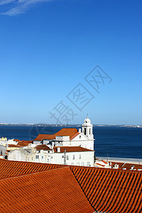 葡萄牙里斯本阿尔法马地平线市中心城市建筑首都旅行地标古董旅游日落图片