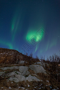 北极光绿色荒野峡湾反射星系极光冷冻星星北极星地磁图片