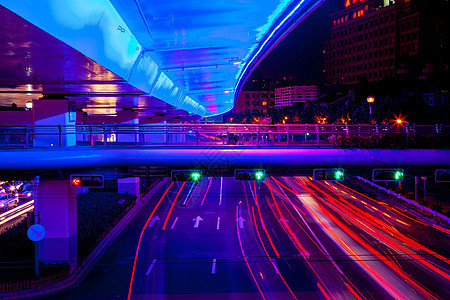 蓝高速公路街交通绿红夜轻轨中心车道中心图片