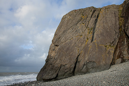 Shale支援悬崖鹅卵石海岸天空石头支撑地质学页岩岩石背景图片
