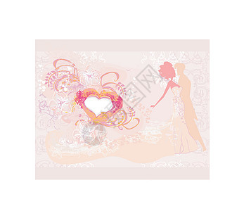夫妻舞伴情侣背景涂鸦庆典丈夫花朵绘画新郎婚姻面纱插图男人图片