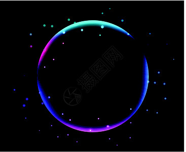 将抽象球闪亮在黑底星与恒星相伴的黑背景上图片