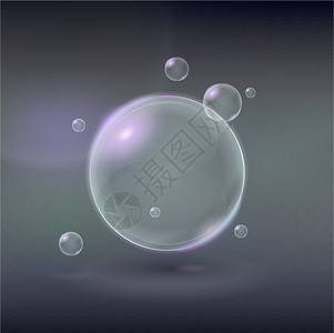 灰色背景的透明肥皂媒介泡泡图片