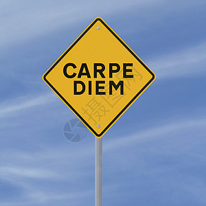 Carpe Diem 木雕天空蓝色概念钻石光阴路标指示牌职业地毯黄色图片