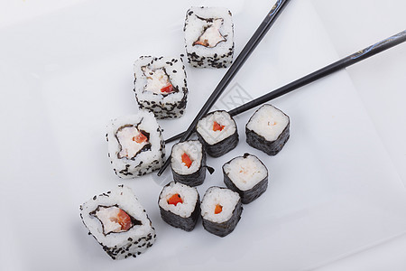 寿司饮食蔬菜小吃美食杂草鱼片重量美味午餐筷子图片