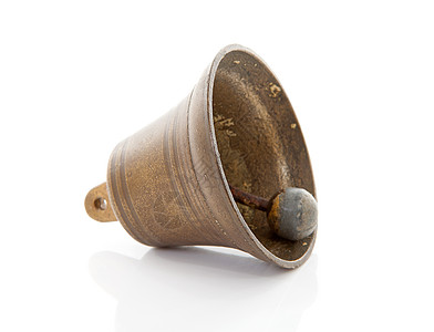 旧铜铃金属戒指警报教会剪裁棕色青铜图片