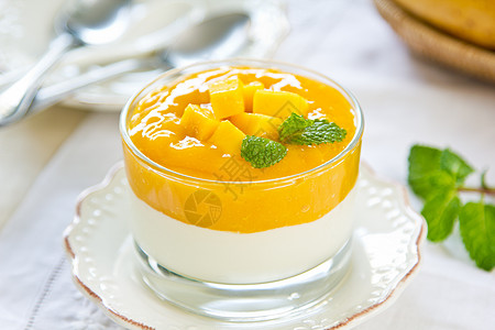 芒果酸奶薄荷热带饮食情调食物水果奶油酸奶甜点异国图片
