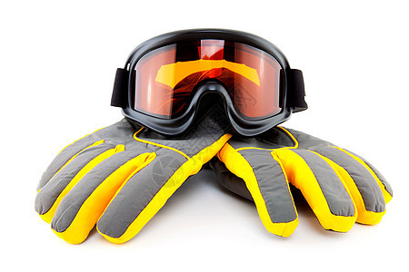 滑雪护目镜和手套运动假期安全行动护理太阳镜运动装黄色眼镜眼睛图片