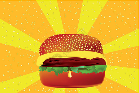 芝士汉堡包子黑芝麻橙子插图绘画射线食物黄色图片