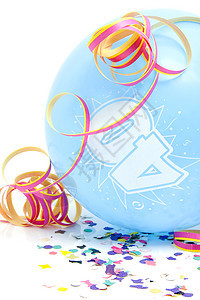 蓝色生日气球 40号飘带高清图片素材