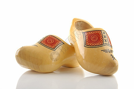 荷兰传统木制鞋对等黄色衣服纪念品戏服农业文化木屐鞋类木头图片