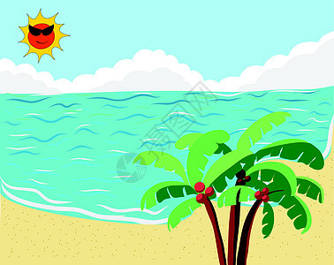 夏季海滩太阳旅行插画家海洋国家海岸假期公园波纹植物图片