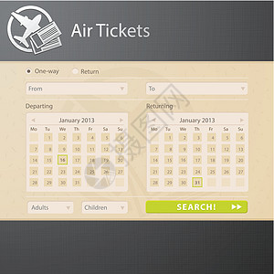 航空机票销售网站的矢量网络接口图片