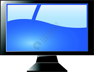 矢量蓝色 tft 监视器娱乐液晶电视屏幕视频电子产品互联网监视控制板展示图片