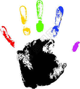 用彩虹手指打印矢量的手印图片