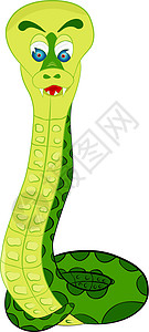 白色背景上的绿色蛇的漫画插图( I)图片