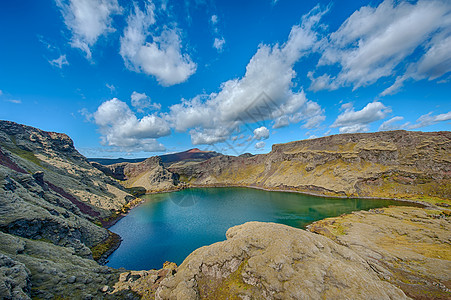 维蒂地热天空火山圆形蓝晶绿色陨石地标地质学风景图片