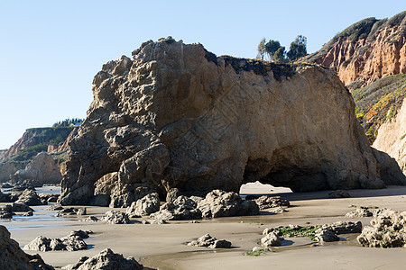加利福尼亚州海滩海景岩石海岸线脚步悬崖海岸支撑马里布冲浪途径图片