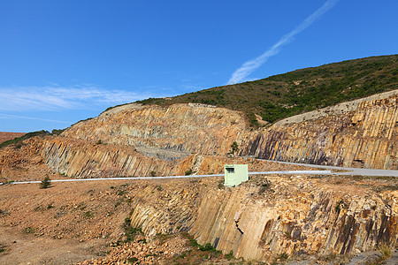 香港地理公园 六边形柱地理岩石火山壁画巨石蓝色地标折叠柱子石头图片