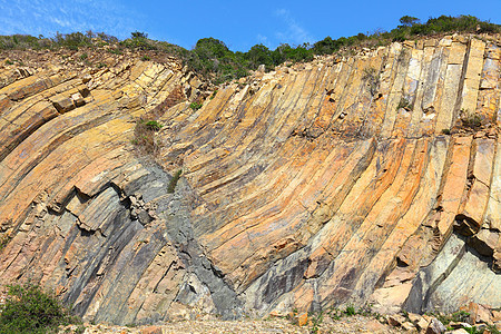 香港地理公园 六边形柱火山石峰农村太阳地理石头折叠阳光公园蓝色图片