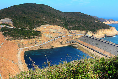 香港地球公园 高岛储藏地理岩石植物国家折叠巨石壁画阳光石峰天空图片