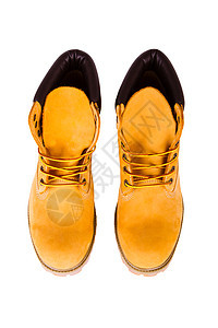 黄色靴子崎岖鞋带工作白色棕色脚趾灰尘蕾丝衣服鞋类图片