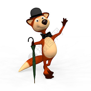 暴烈的狐狸 绅士一根手杖帽子红色雨伞水壶图片