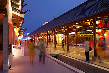 中国古城购物天空景观木头首都传统寺庙房子场景人群图片