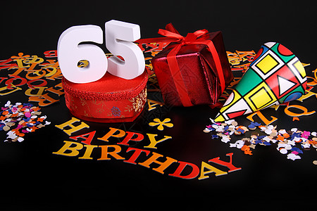 生日快乐卡中年龄以数字表示纸屑玫瑰展示周年纪念日惊喜幸福卡片礼物花束图片